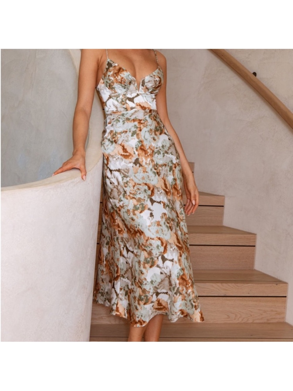 Lake Como Fitted Bodice Cami Strap Midi Dress